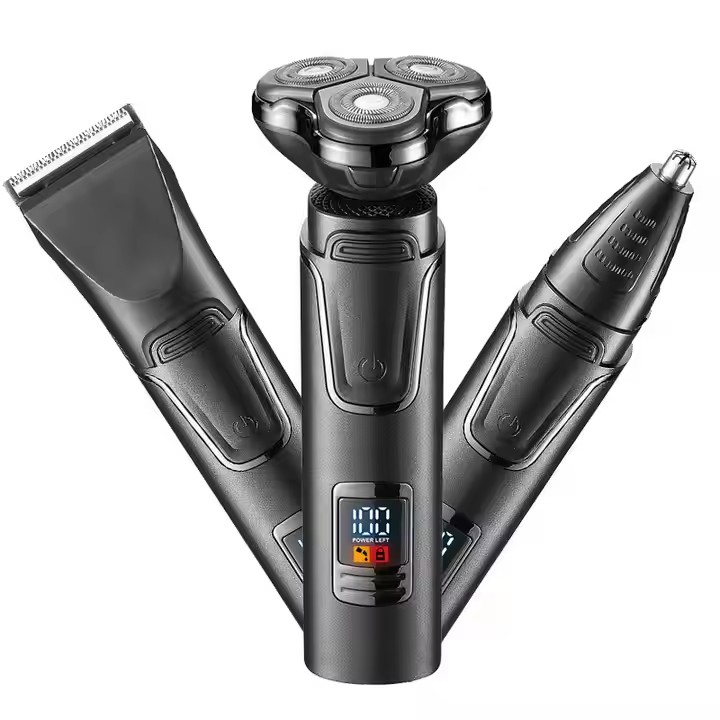 Electric Shaver Rotary - เครื่องโกนหนวดไฟฟ้า 3in1 ใบมีดสามใบ โกนได้รอบด้าน ตัดแต่งขนได้ ใช้ได้กับจมูก