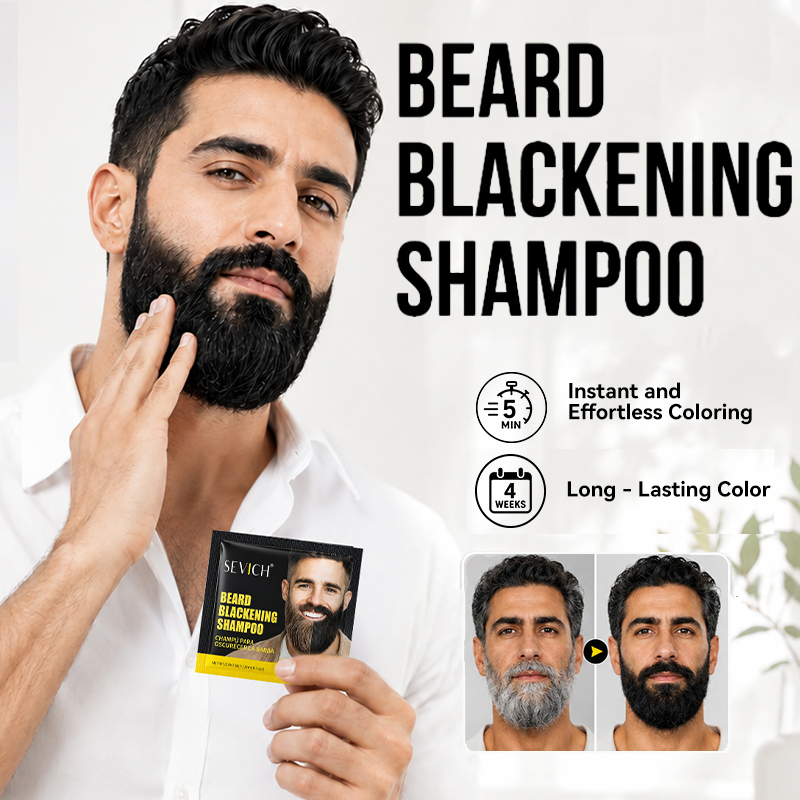 Shaving Cream - แชมพูย้อมผมและเคราสีดำธรรมชาติสำหรับผู้ชาย แพ็ค 10 ชิ้น เปลี่ยนสีผมได้ใน 3