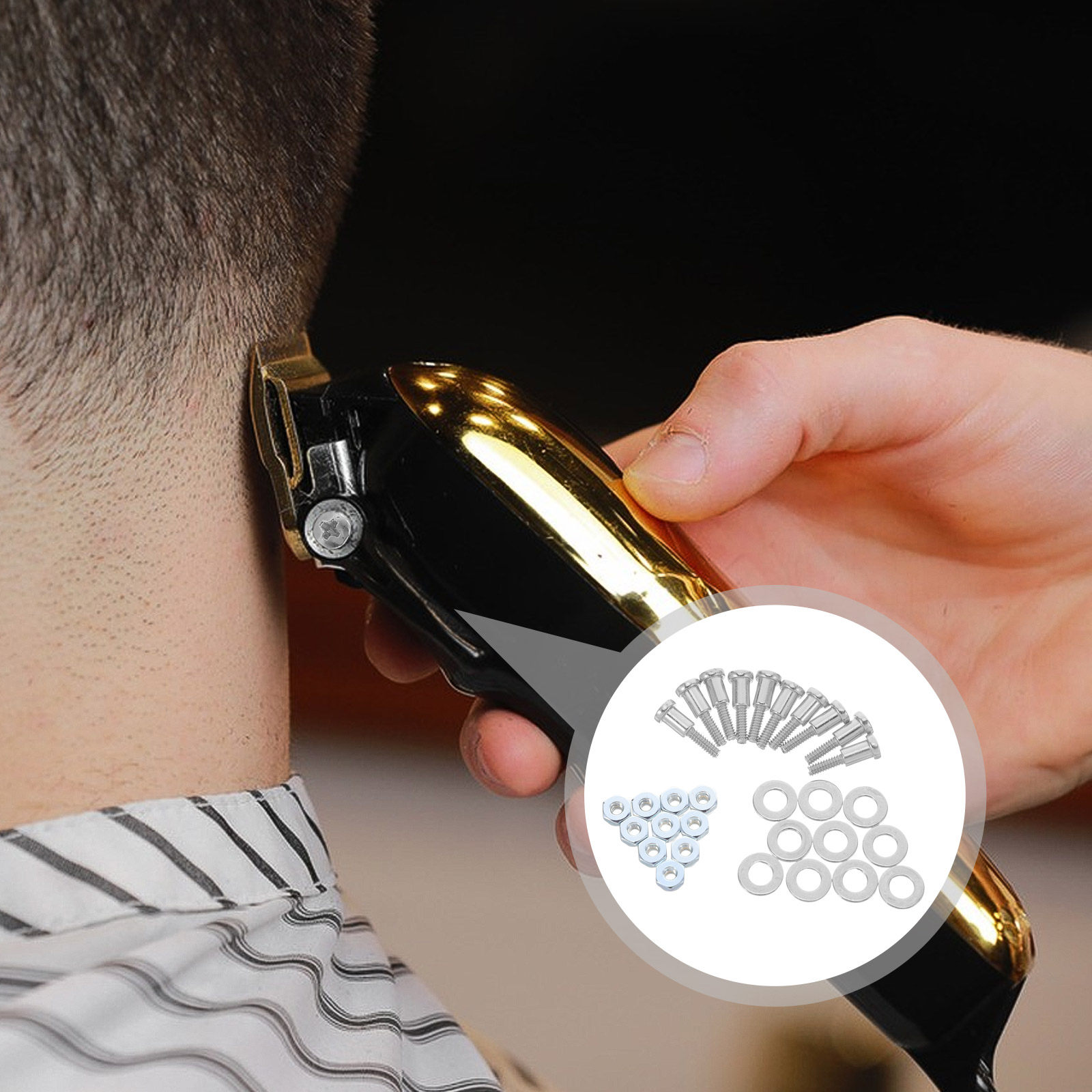 Hair Clipper - 10 ชุด สกรูสำหรับเครื่องตัดผม แกนปรับ น็อต แหวนรอง