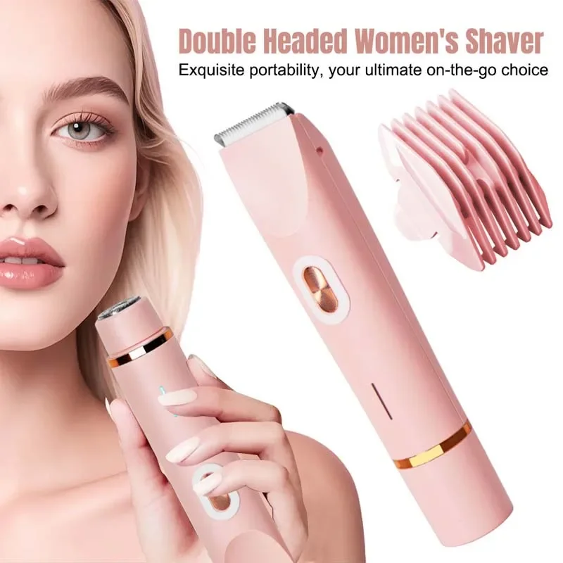 Body Trimmer - เครื่องโกนขนไฟฟ้าสำหรับผู้หญิง หัวคู่ ใช้งานได้สองแบบ เครื่องโกนขนสำหรับผู้หญิง กำจัดขนตามร่างกาย ขา