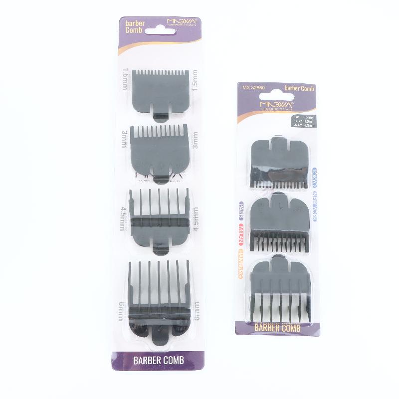 Hair Clipper - ชุดหวีรองตัดผม 1/2/3/4 ชิ้น สำหรับเครื่องตัดผม หวีจัดแต่งทรงผม สีดำ