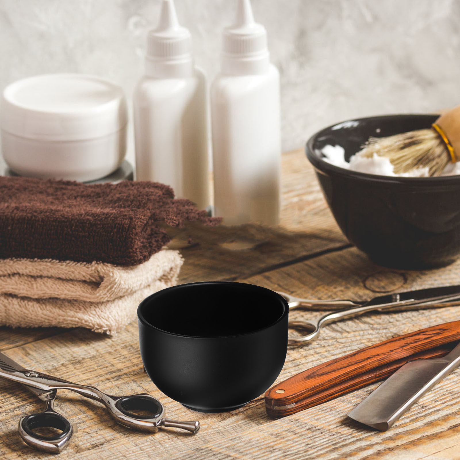 Shaving Cream - ชามโกนหนวดสแตนเลสสีดำ ดีไซน์สองชั้น ชามใส่สบู่โกนหนวดสำหรับผู้ชาย ความจุขนาดใหญ่ แก้วโกนหนวดโลหะสำหรับโฟมครีม