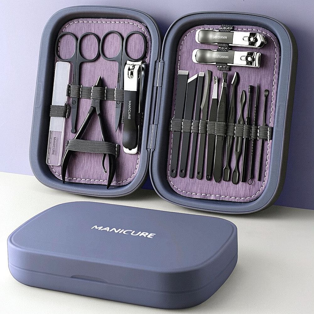 Mens Grooming Travel Kit - ชุดกรรไกรตัดเล็บมืออาชีพ สแตนเลส สำหรับเล็บเท้าหนา ชุดอุปกรณ์ดูแลเล็บ พร้อมกล่องเก็บ สำหรับพกพา