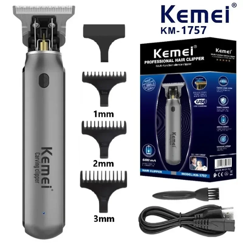 Beard Oil - KEMEIไฟฟ้าT9 ผมClipperตัดผมชายProfessional Hair Trimmer Beardชาร์จหัวน้ํามันTrimmer KM-1757