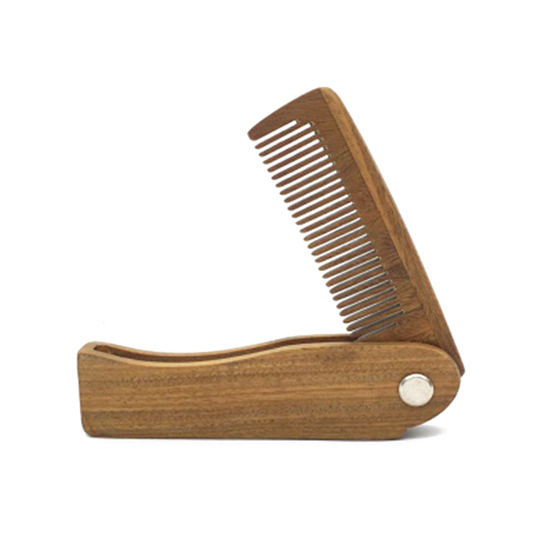 Men'S Grooming Hairstyles - เคราไม้จันทน์สีเขียวแบบพับได้และหวีผม - หวีกรูมมิ่งไม้แบบพกพาสําหรับเคราและหวี Amodong จัดแต่งทรงผมของผู้ชาย