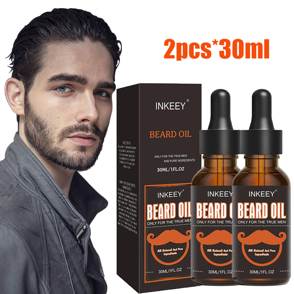 Beard Oil - น้ำมันบำรุงเคราสำหรับผู้ชาย2ชิ้นน้ำมันบำรุงเคราออร์แกนิกจากธรรมชาติเปล่งประกายเร็วทำให้หนวดนุ่มเพิ่มความแข็งแกร่งให้ดูแลเส้นผมบำรุงผิวเรียบเนียน