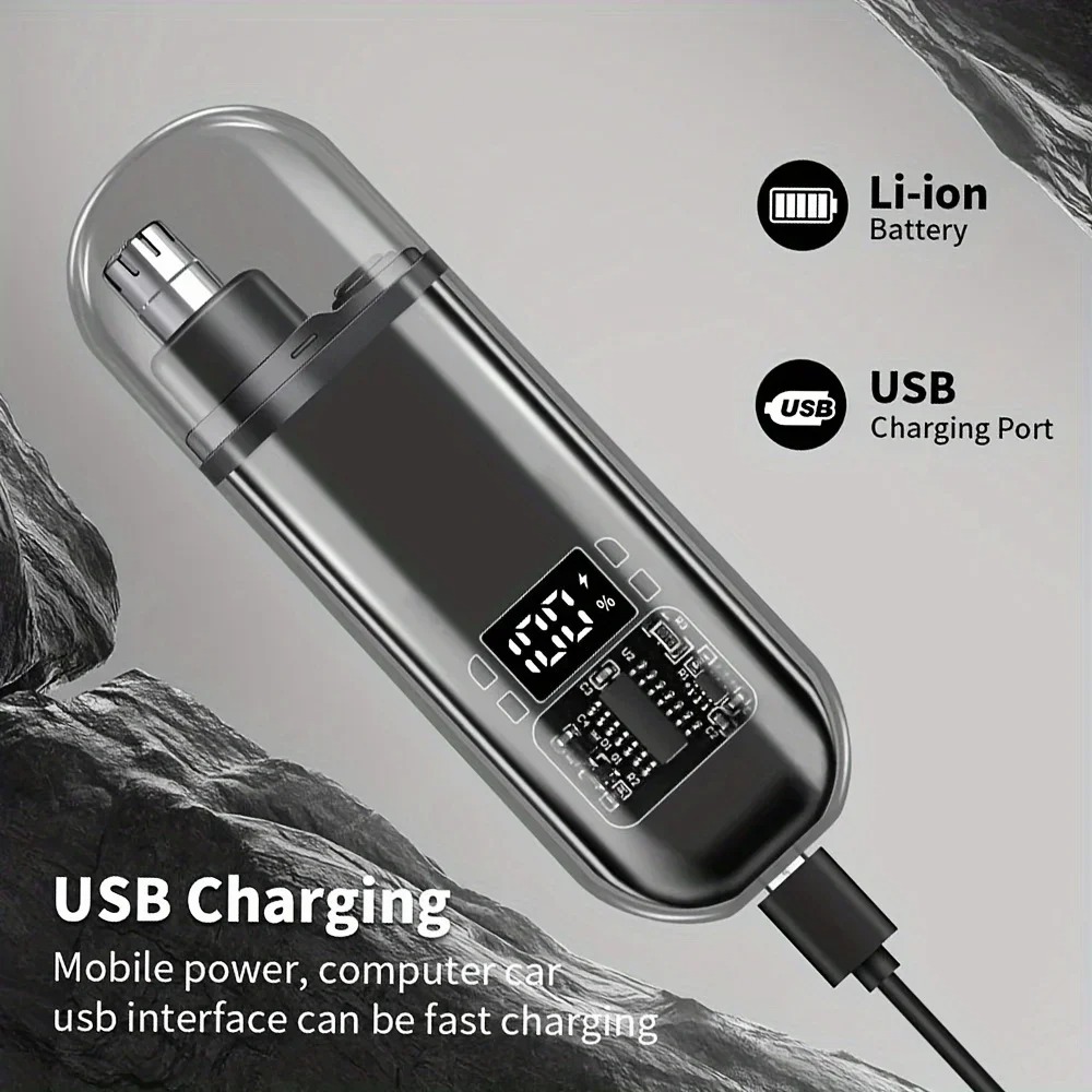 Nose Trimmer - เครื่องตัดขนจมูกและขนหูสำหรับผู้ชาย ชาร์จเร็วด้วย USB ขนาดกะทัดรัด พกพาสะดวก เครื่องมือดูแลความสะอาดส่วนตัวแบบไฟฟ้าขนาดเล็ก